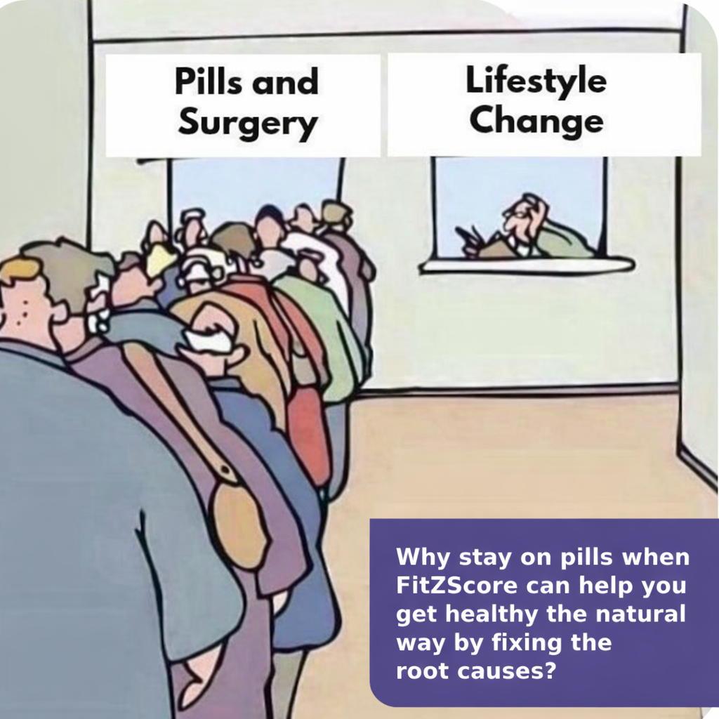 Pills vs Lifestyle cartoon